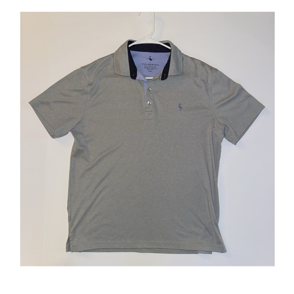 Men's Large TailorByrd Collection Polo Shirt Flamingo Embroidered Short Sleeve
